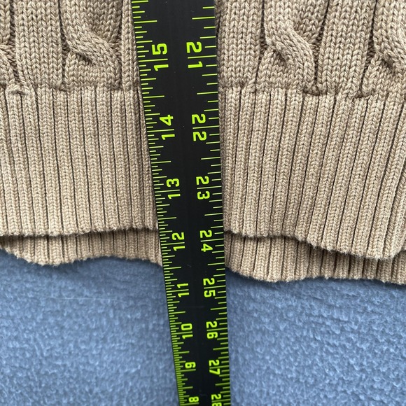 Lauren Ralph Lauren Sweater Womens Medium Beige Cable Knit Wrap Belted Cotton - Picture 8 of 9